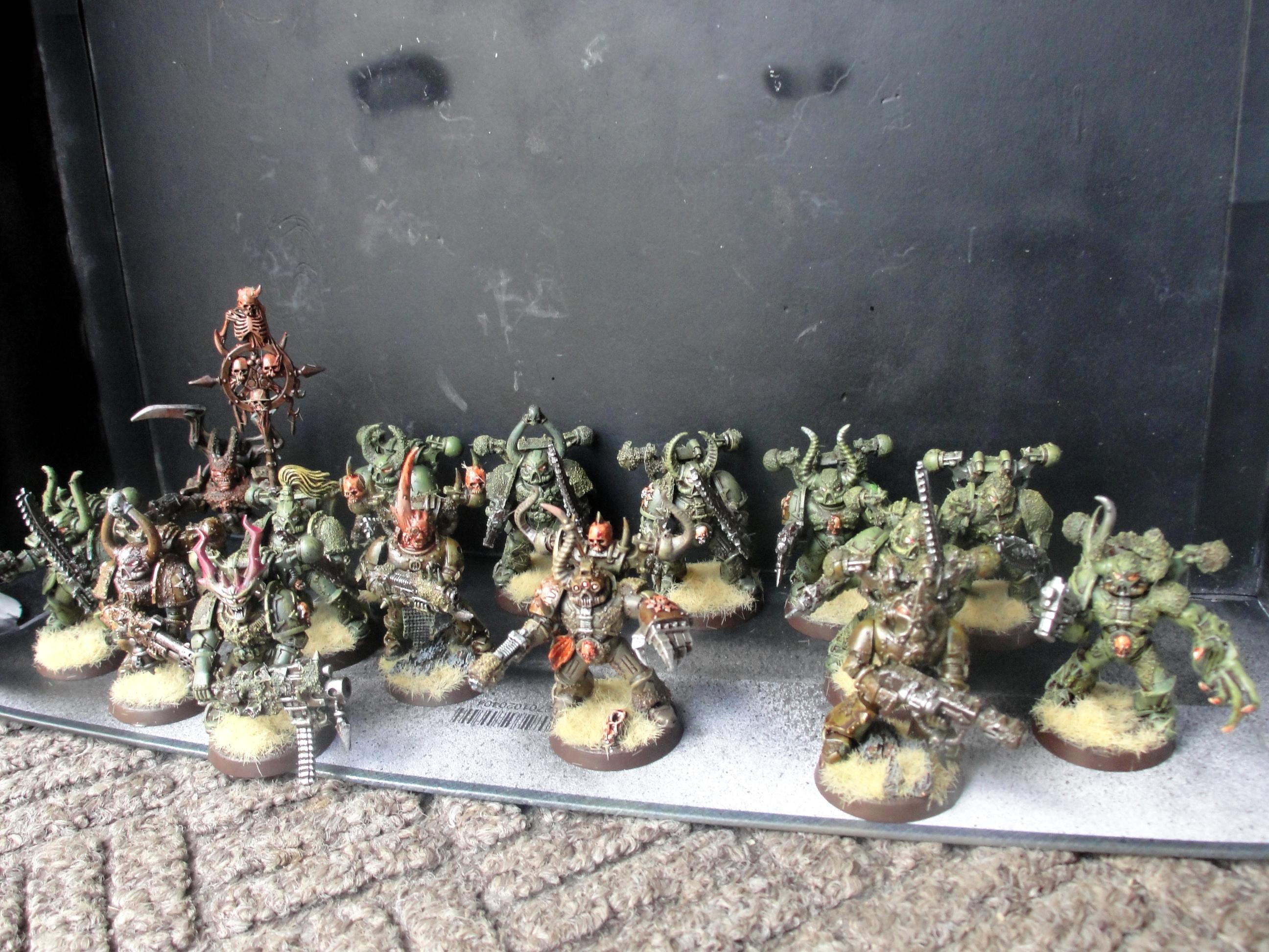 Lot De Figurines Warhammer 40k - Space Marines Du Chaos (Nurgle) - Montées/Peintes